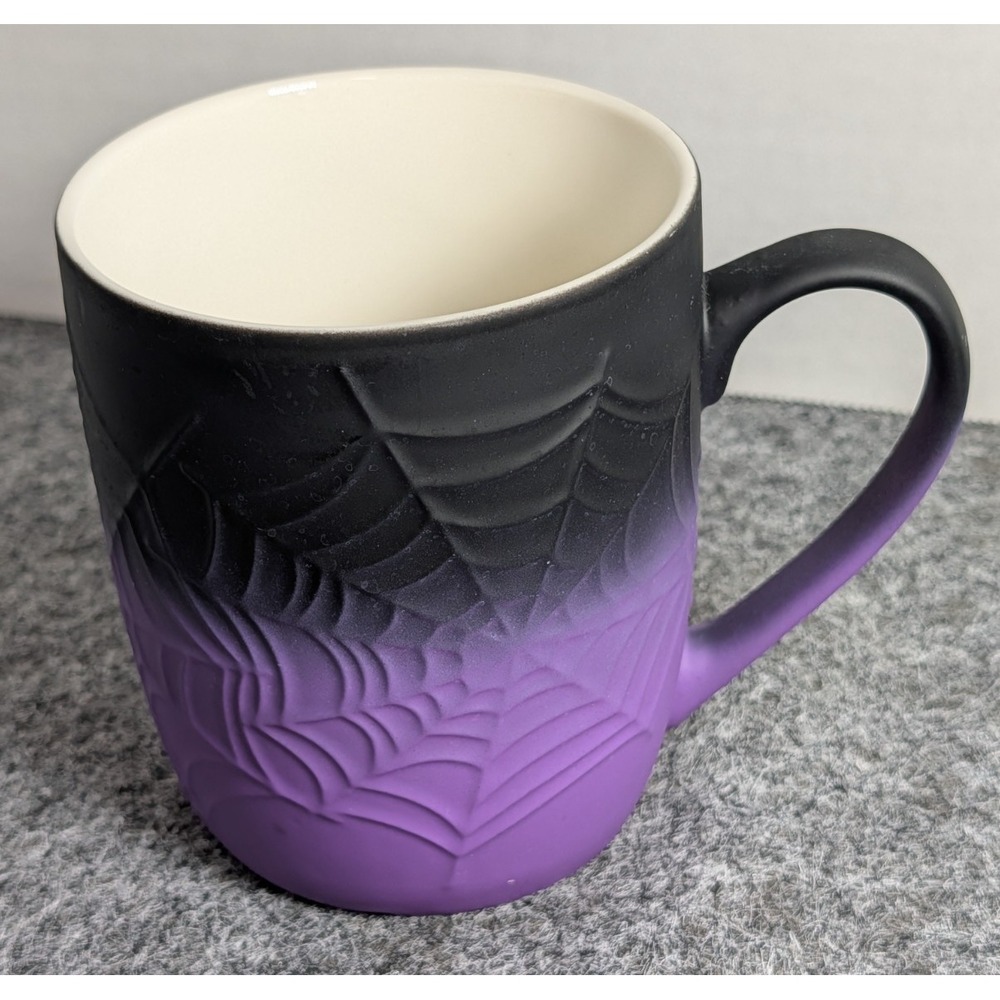 Cobwebs And Cauldrons Mug Spiderweb Purple /  Black Ombré Velvet Feel 20 oz
